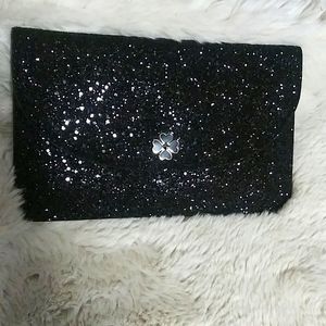 Kate Spade Glitter Clutch in Black